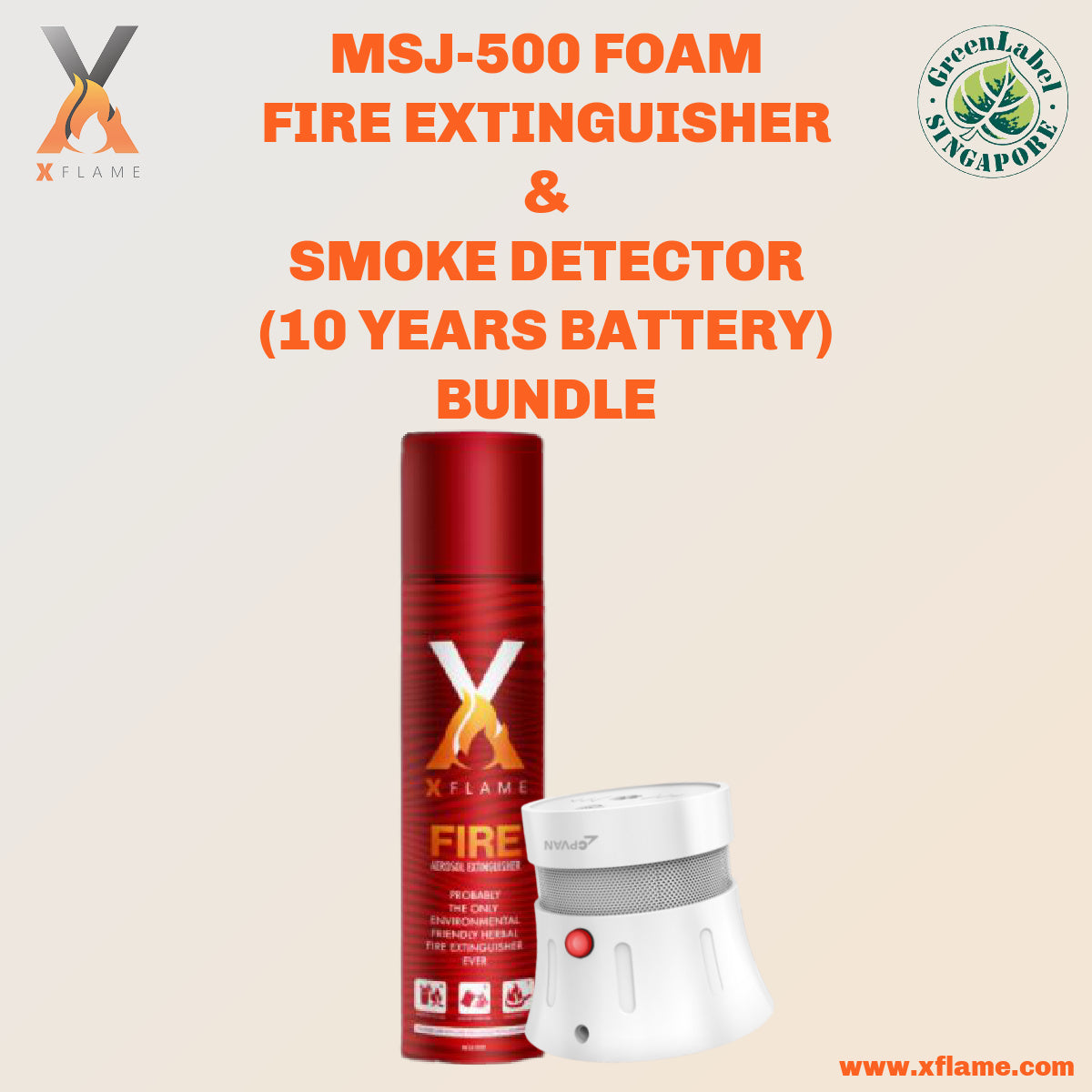XFLAME MSJ-500 Fire Extinguisher with Smoke Detector